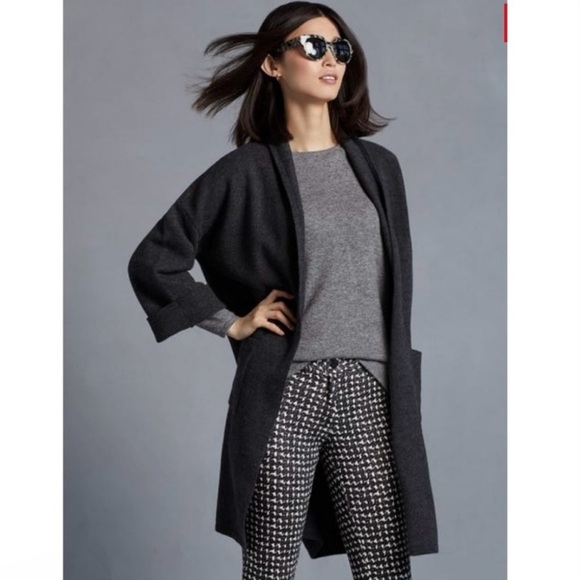 J.McLaughlin Marjorie Charcoal Gray Boiled Wool Cardigan - Picture 3 of 15